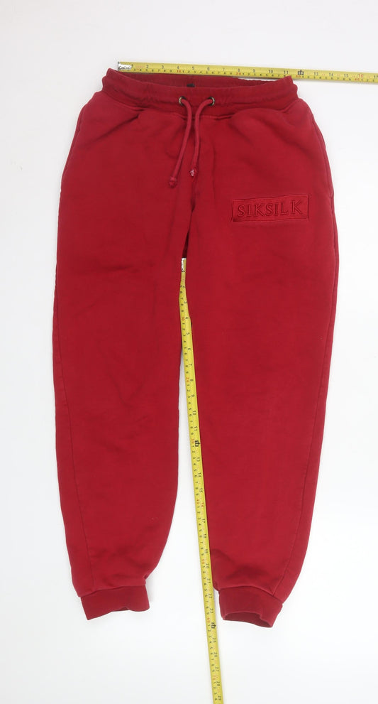 SikSilk Men Red Relaxed Fit Jogger Sweatpants Size M