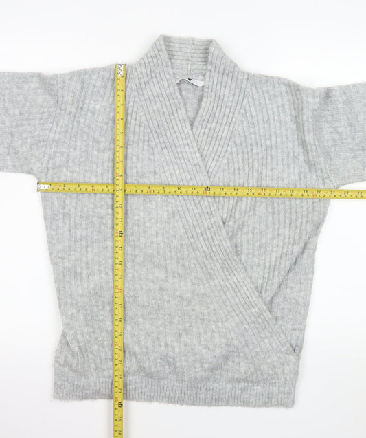 Womens UK Size 10 V By Very Grey Wrap Jumper