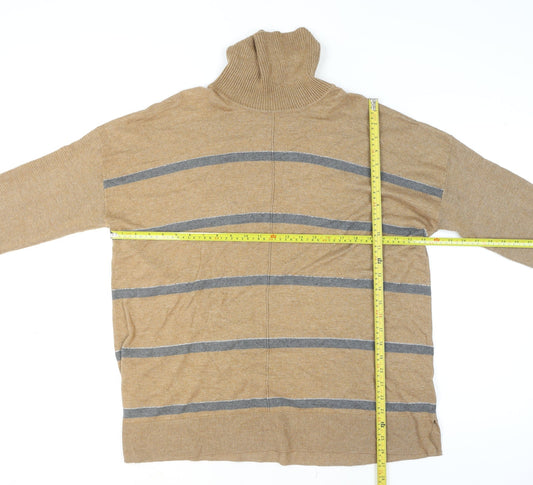 Next Women’s Beige Striped Roll Neck Long Sleeve Jumper Size 20