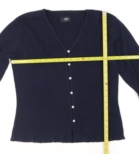 Jasper Conran Jeans Womens Blue V-Neck Cardigan Size L