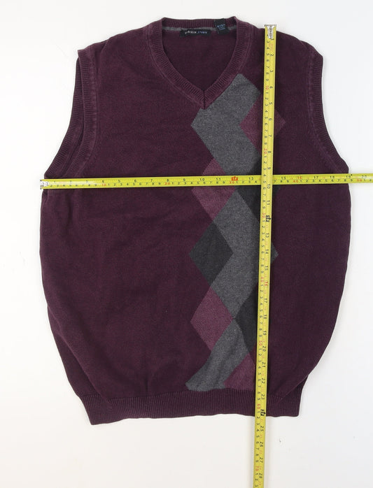 Mens UK Size S Van Heusen Purple Vest Jumper