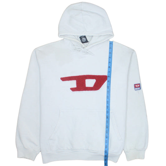 Womens UK Size 2XL Diesel White Pullover Hoodie