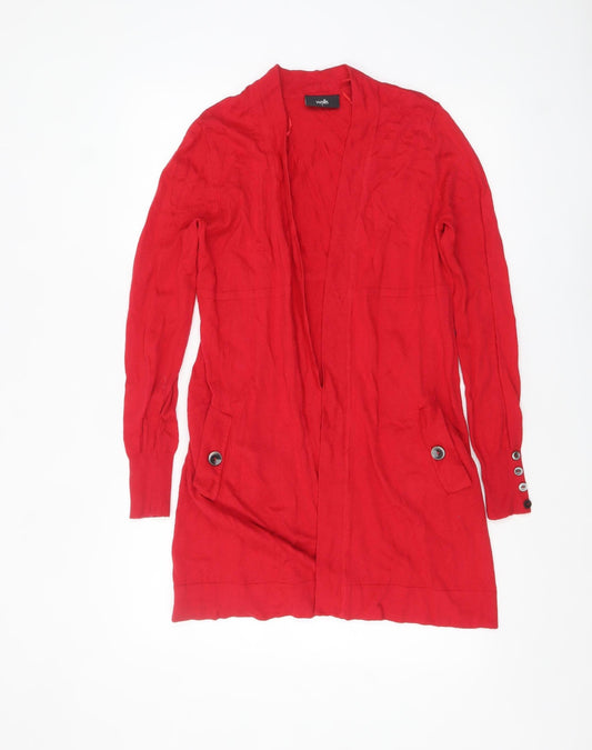 Wallis Womens Red Long Sleeve Knit Cardigan Size S