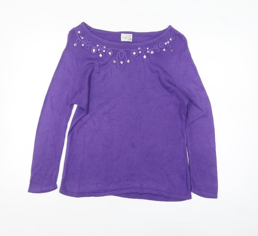Womens UK Size 12 Eastex Purple Pullover Jumper