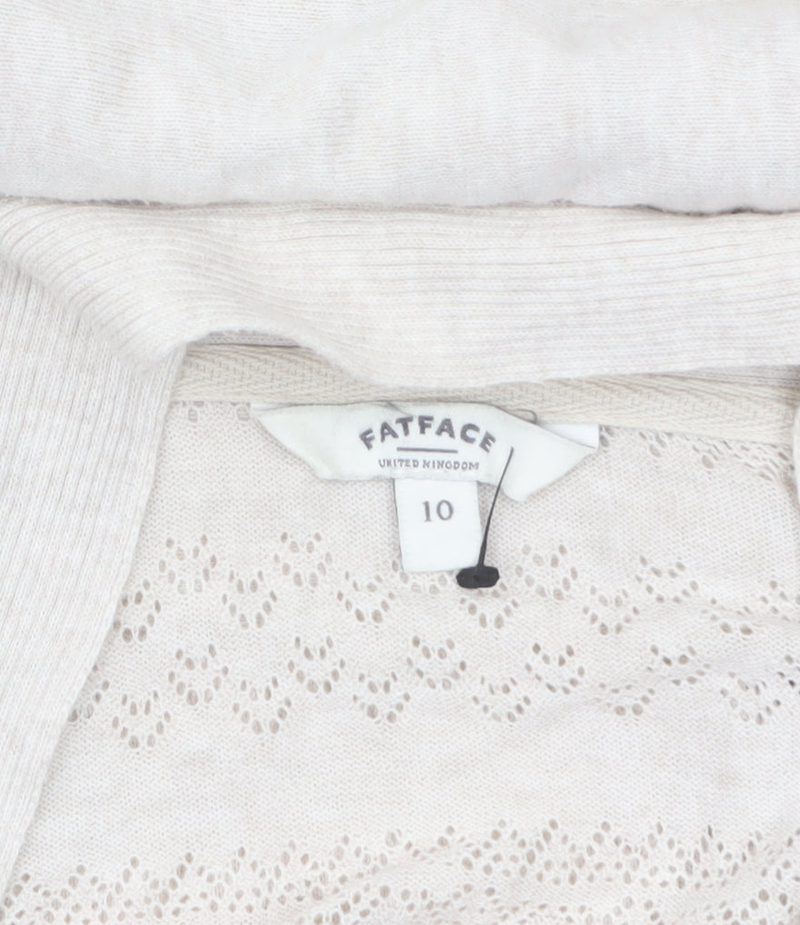 Womens UK Size 10 FatFace Beige Cardigan Jumper