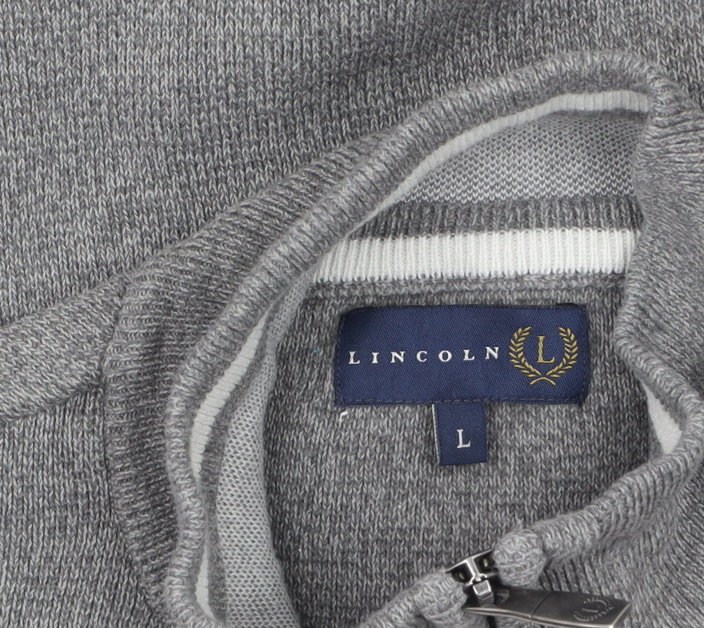 Mens UK Size L Lincoln Grey 1/2 Zip Jumper