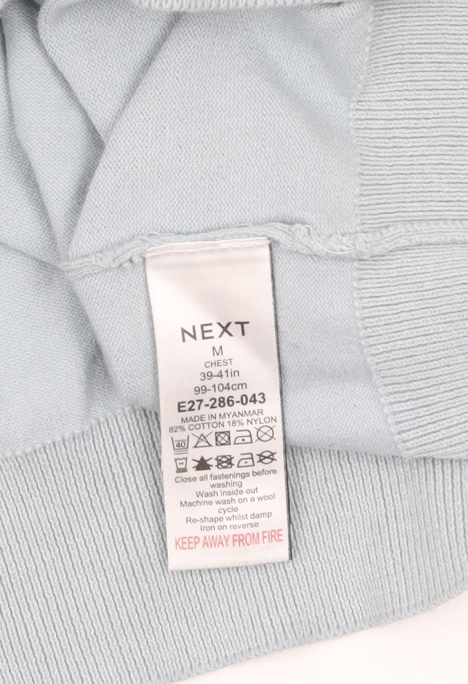Mens UK Size M NEXT Blue Henley Jumper