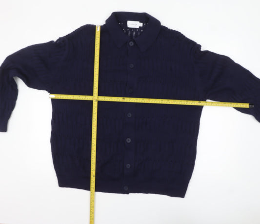 Mens UK Size XL Topman Blue Cardigan Jumper