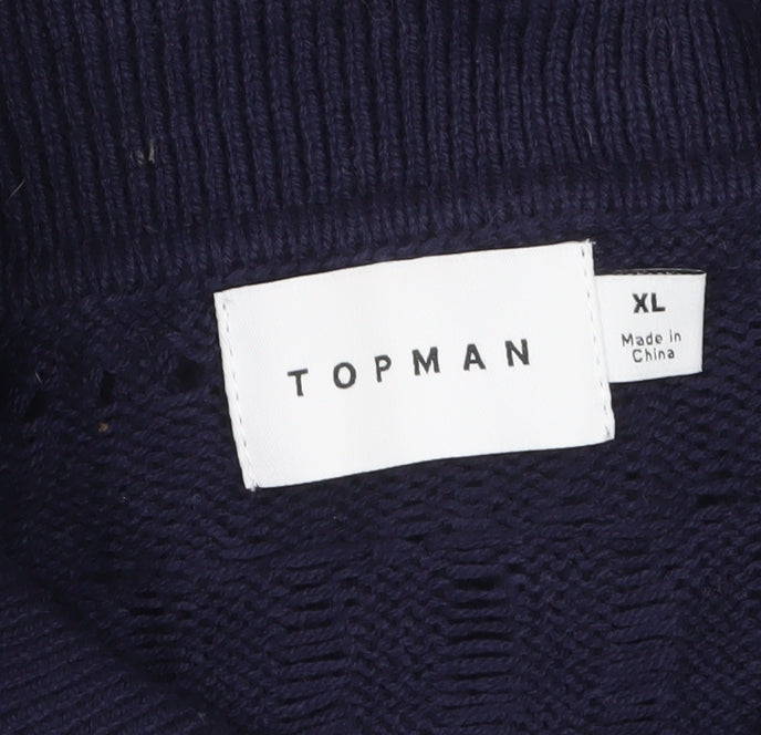 Mens UK Size XL Topman Blue Cardigan Jumper