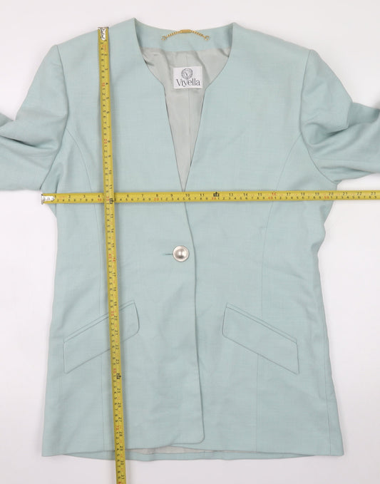 Viyella Women Green Size 12 Classic Long Sleeve Blazer Jacket