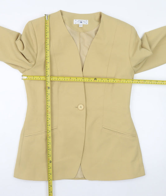 Variations Women's Beige Blazer Size 12 Single Button Lined Jacket