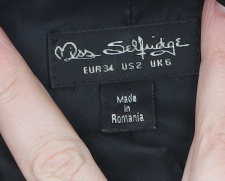 Brand and care label for Miss Selfridge women’s black uk 6 longline blazer coat