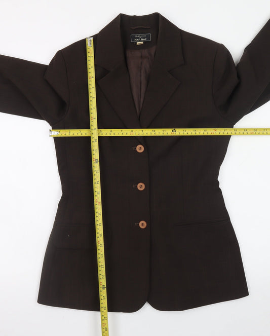 NAF NAF Women’s Brown Polyester Blazer Size 10 Classic Work Jacket