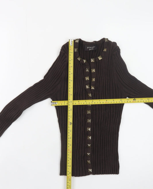 Womens UK Size 14 Principles Brown Cardigan Jumper