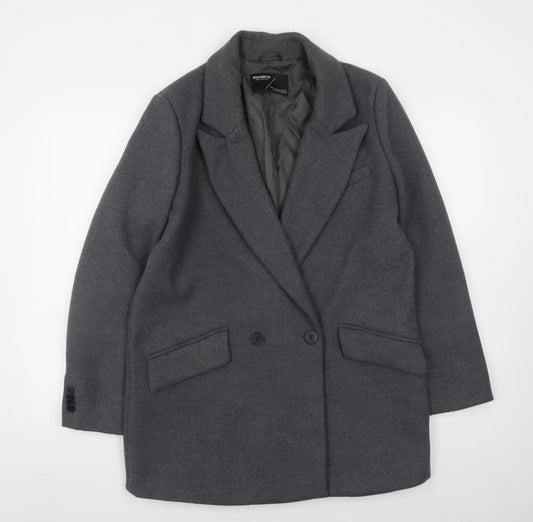 Womens UK Size 12 Pull & Bear Grey Overcoat