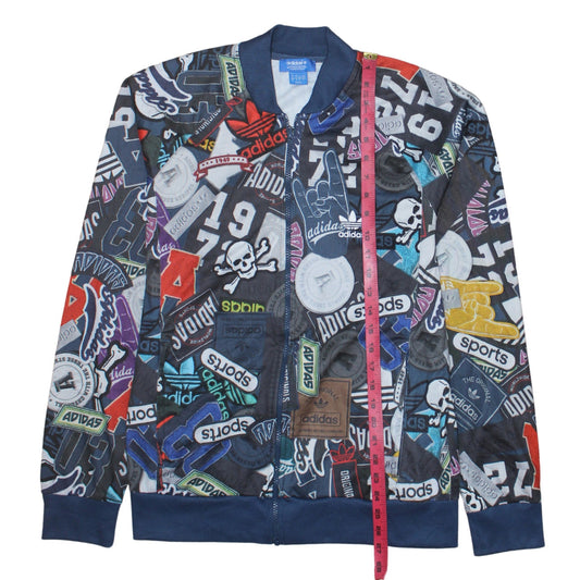 Adidas Men's Multicoloured Logo Track Jacket Size L Polyester Full Zip