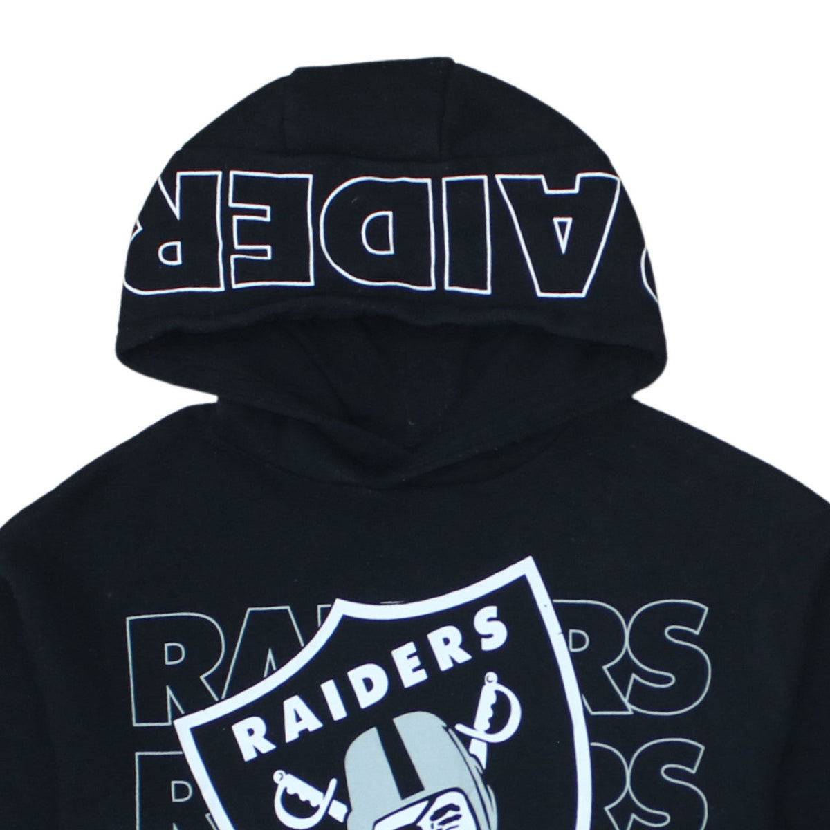 Additional view of NFL Raiders boys’ black pullover hoodie 12-13 years hooded fleece sweatshirt