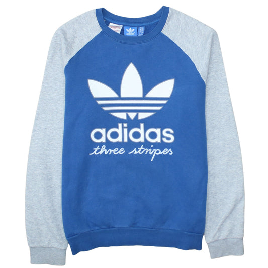 Additional front view of Adidas boys’ blue crew neck pullover sweatshirt, size 14, years