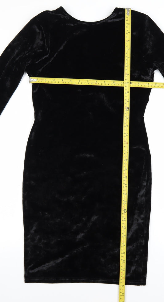 Miss Selfridge Women’s Black Velvet Bodycon Dress Size 10