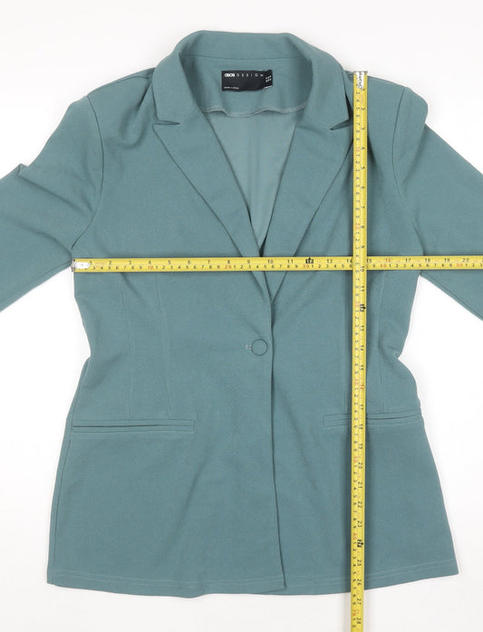 ASOS DESIGN Women's Green Blazer Jacket UK14 Regular Fit Single-Breasted