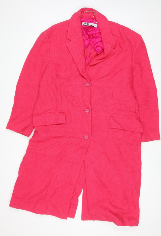 Womens UK Size 14 Zara Pink Overcoat