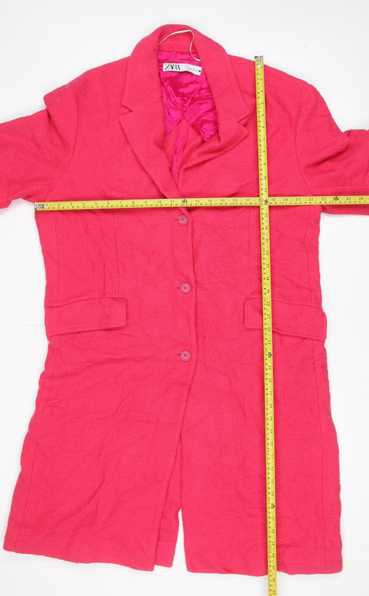 Womens UK Size 14 Zara Pink Overcoat