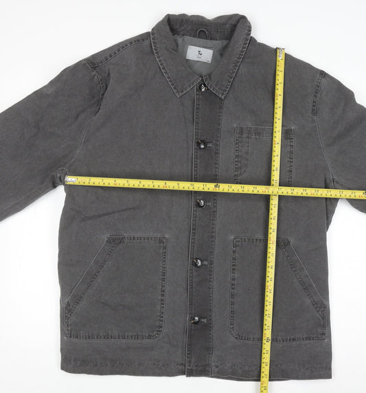 Tu Men Grey Cotton Canvas Button Jacket XL Casual Style