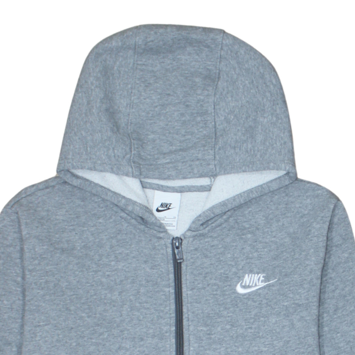 Additional view of Nike boys’ grey full zip hoodie xl 158-170cm fleece lined sweatshirt