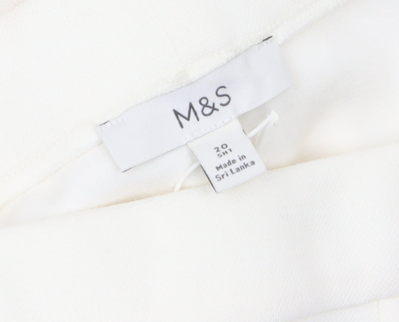 Womens UK Size 20 Short Marks and Spencer Regular Fit Casual Workwear Ivory Trou