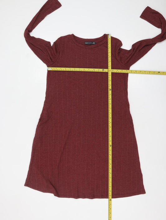 Marks and Spencer Women Red Knit A-Line Dress Size 10