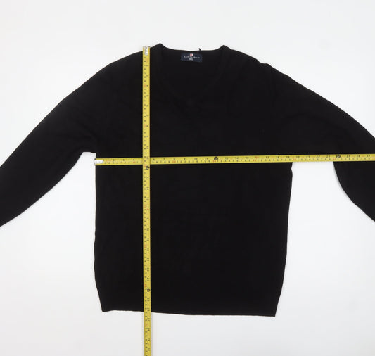 Marks and Spencer Men's Black V-Neck Acrylic Jumper Medium Regular Fit