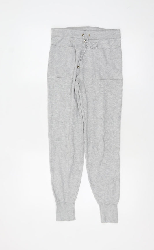 Oasis Women Grey XS Knit Jogger Trousers with Drawstring Waist