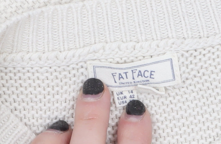 Womens UK Size 14 Fat Face Ivory Pullover Jumper