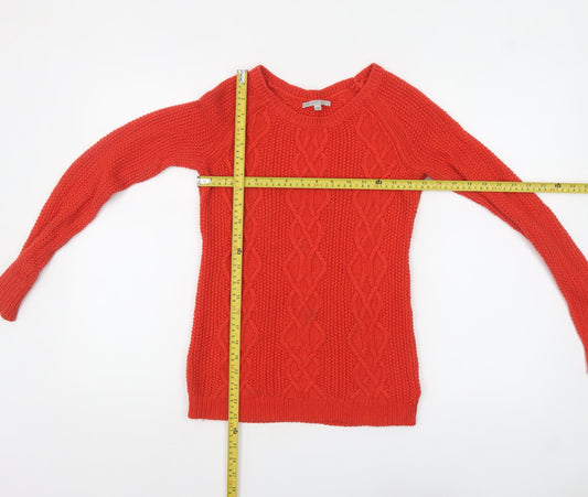 Gap Womens Red Cable-Knit Boat Neck Pullover Jumper XXS