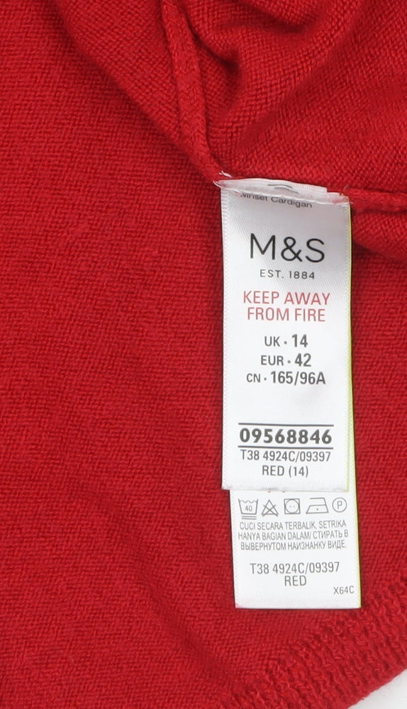 Womens UK Size 14 Marks and Spencer Red Cardigan Jumper