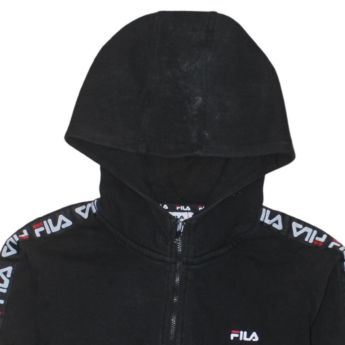 Additional view of Fila boys’ black full zip hoodie 13-14 years logo tape sleeve casual