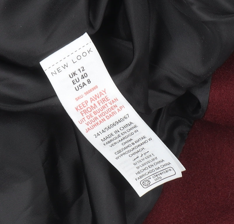 Womens UK Size 12 New Look Red Overcoat