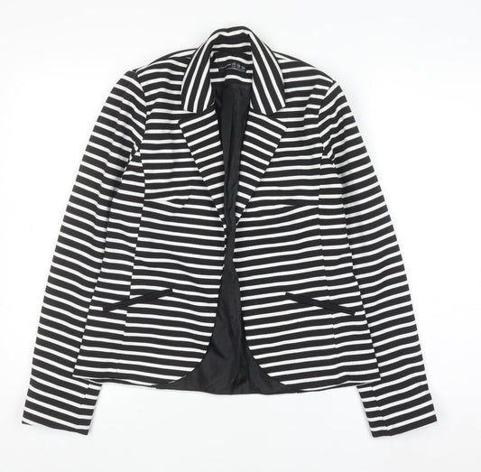 Additional front view of Atmosphere Women’s Black White Striped Blazer, size UK 10