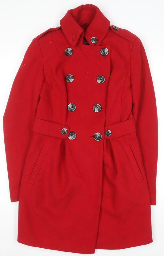 Womens UK Size 6 NEXT Red Pea Coat