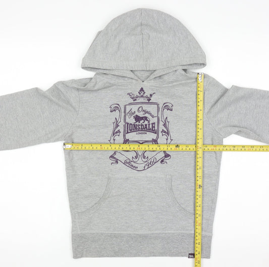Boys UK Size 8 Years Lonsdale Grey Pullover Hoodie