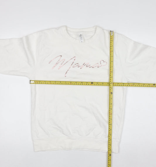 Womens UK Size S Just Hoods White Pullover Sweatshirt