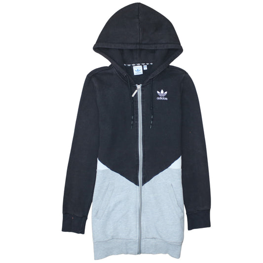 Additional front view of Adidas unisex black grey full zip hoodie, size M, sports fleece