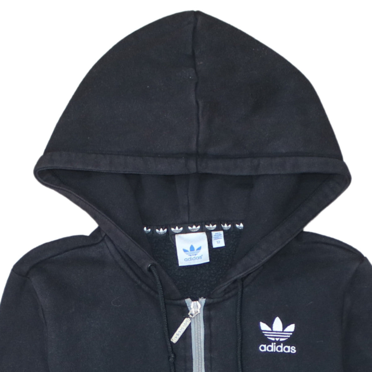 Additional view of Adidas unisex black grey full zip hoodie, size M, sports fleece