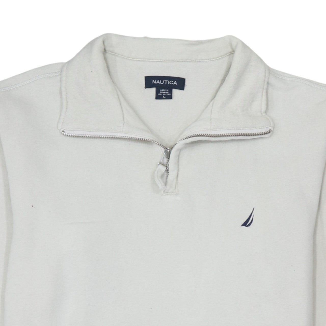 Mens UK Size L Nautica White 1/4 Zip Sweatshirt