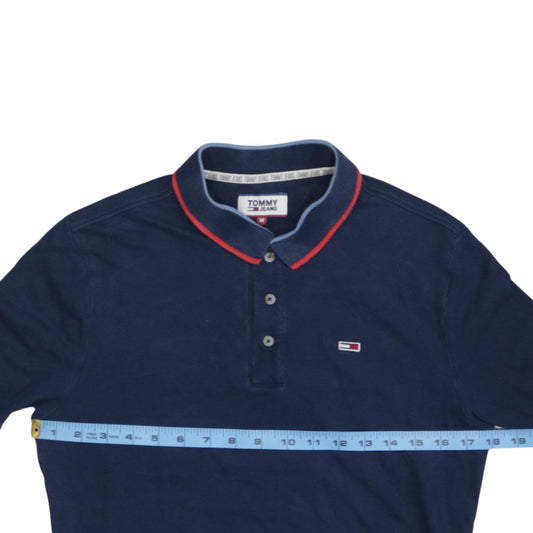 Tommy Jeans Men's Navy Long Sleeve Polo Shirt Size M