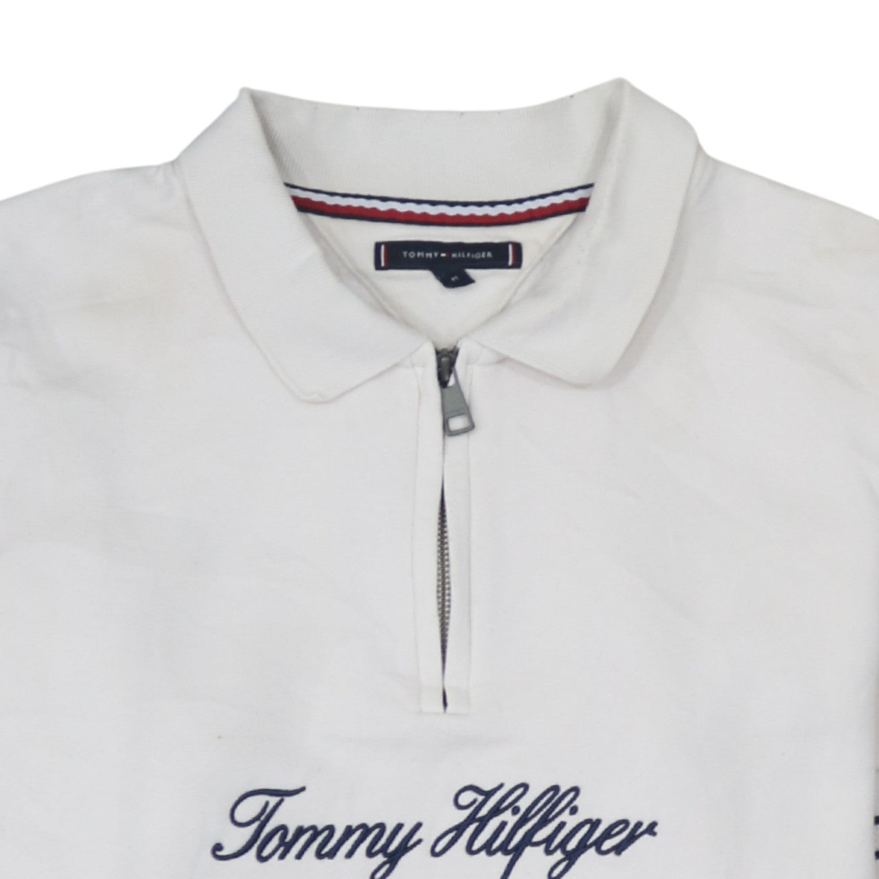 Mens UK Size M Tommy Hilfiger White Henley Sweatshirt