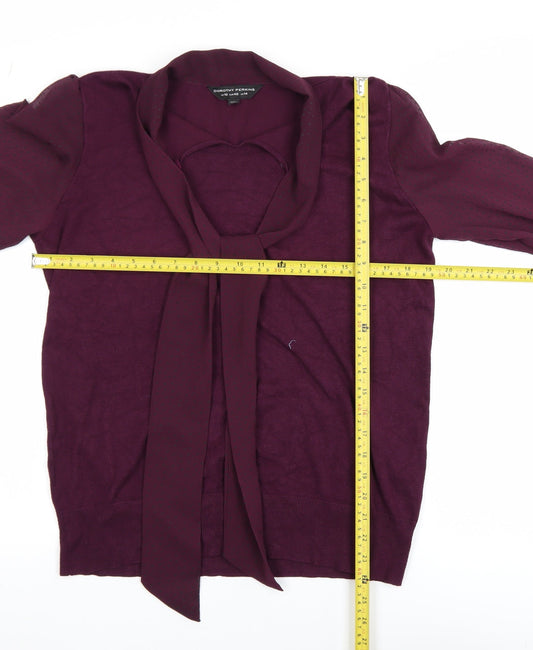 Dorothy Perkins Women's Purple Tie Neck Long Sleeve Blouse Size 14