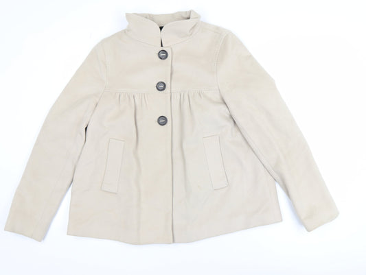Womens UK Size 8 Zara Beige Overcoat
