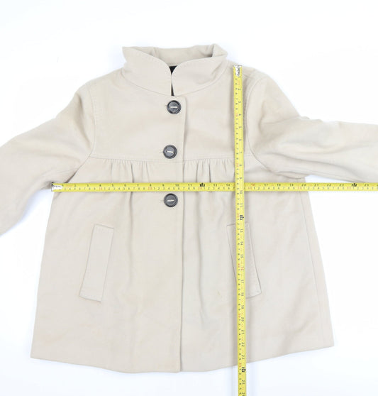 Womens UK Size 8 Zara Beige Overcoat