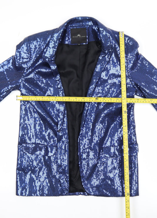 Womens UK Size 10 River Island Regular Blue Blazer
